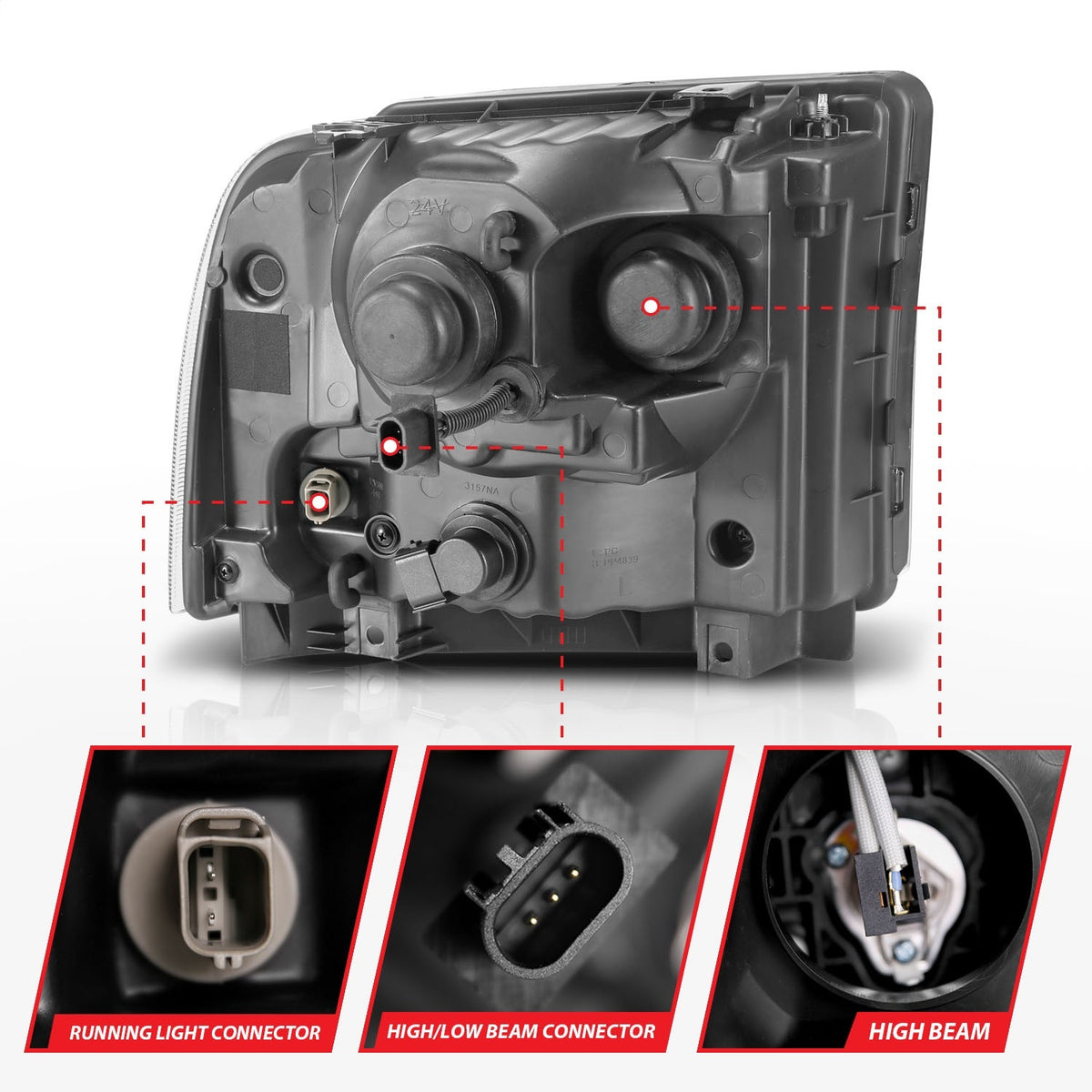 ANZO USA ZUKT_111551 Anzo ZUKT_111551 Set Black Housing w/ Light Bar