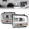 Anzo USA | Projector Headlight Set Chrome Housing w/Light Bar | Fits F-250 Super Duty | 111552