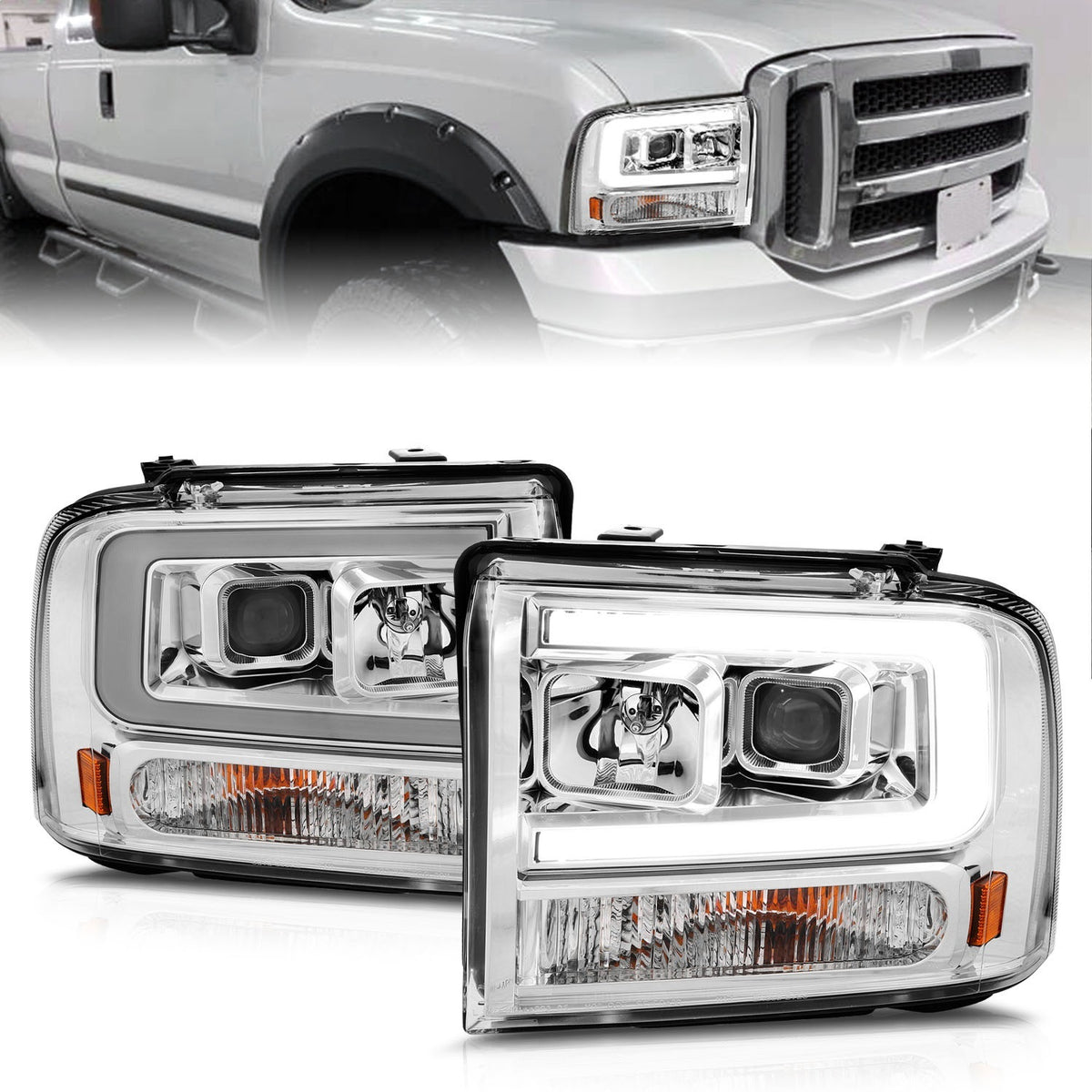 ANZO USA ZUKT_111552 Anzo ZUKT_111552 Set Chrome Housing w/ Light Bar