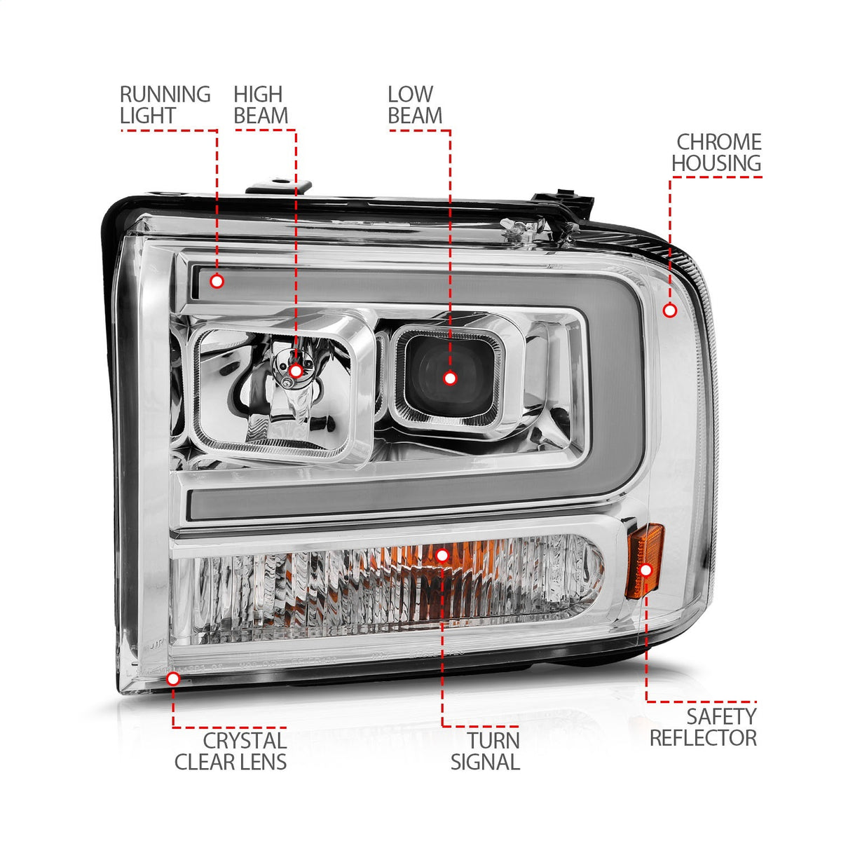 ANZO USA ZUKT_111552 Anzo ZUKT_111552 Set Chrome Housing w/ Light Bar