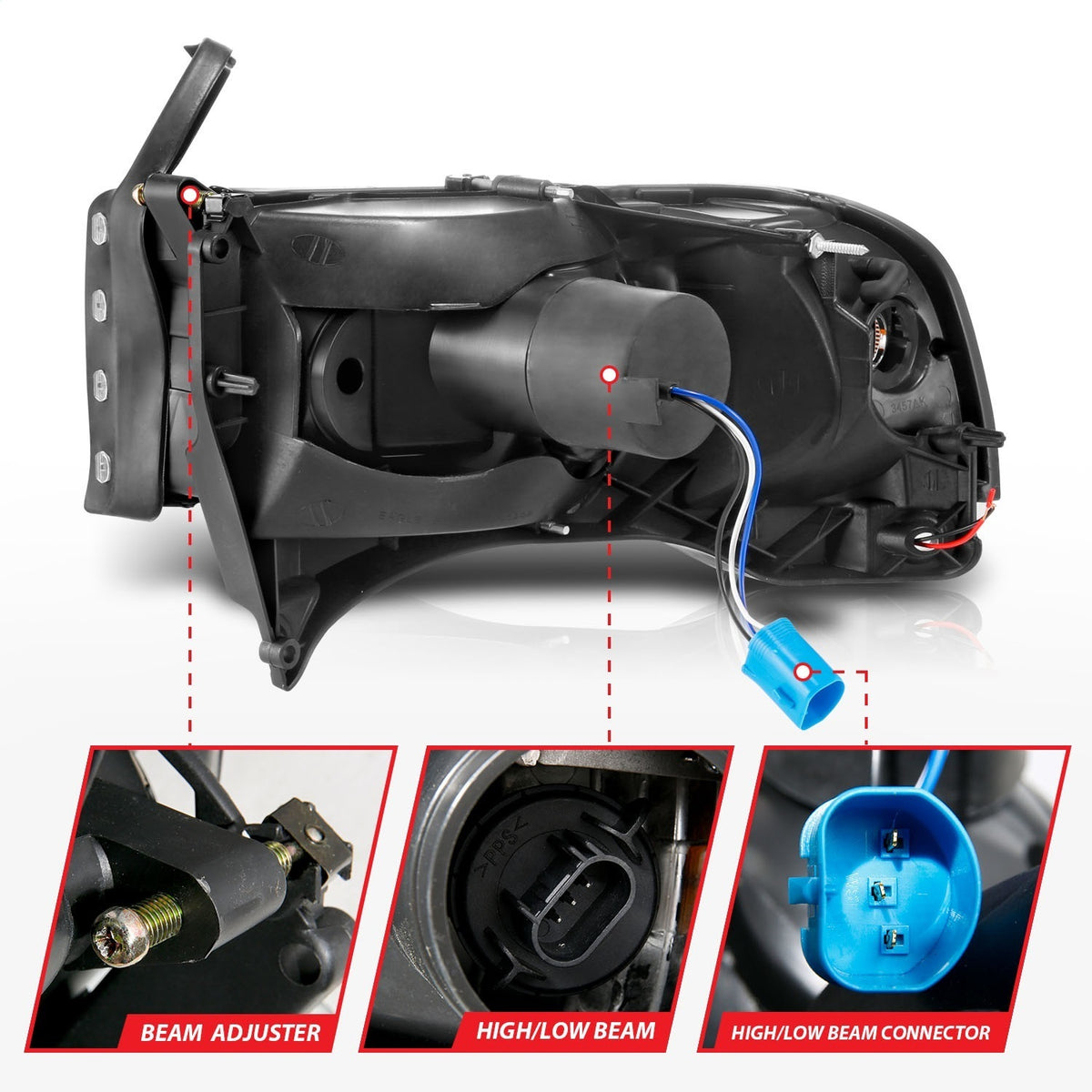 ANZO USA ZUKT_111554 Anzo ZUKT_111554 Crystal Headlight Set w for Ram 2500 for 111554