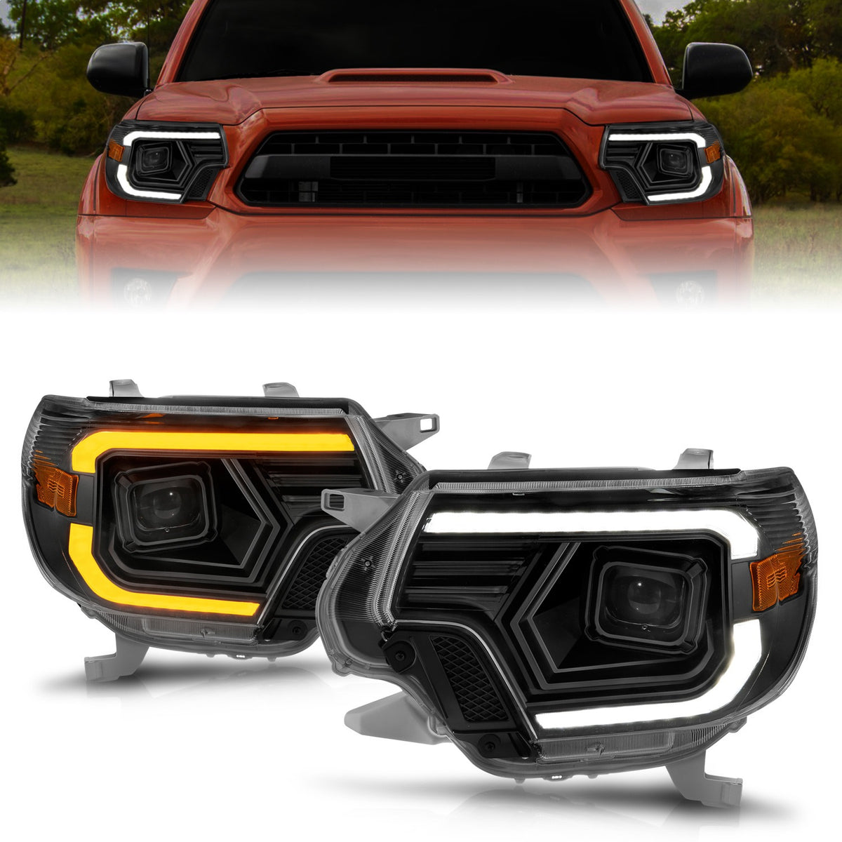 ANZO USA ZUKT_111556 Anzo ZUKT_111556 Projector Headlight Set w/ Light Bar