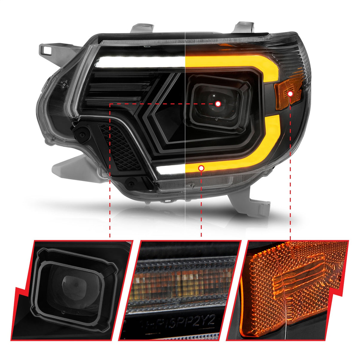 ANZO USA ZUKT_111556 Anzo ZUKT_111556 Projector Headlight Set w/ Light Bar