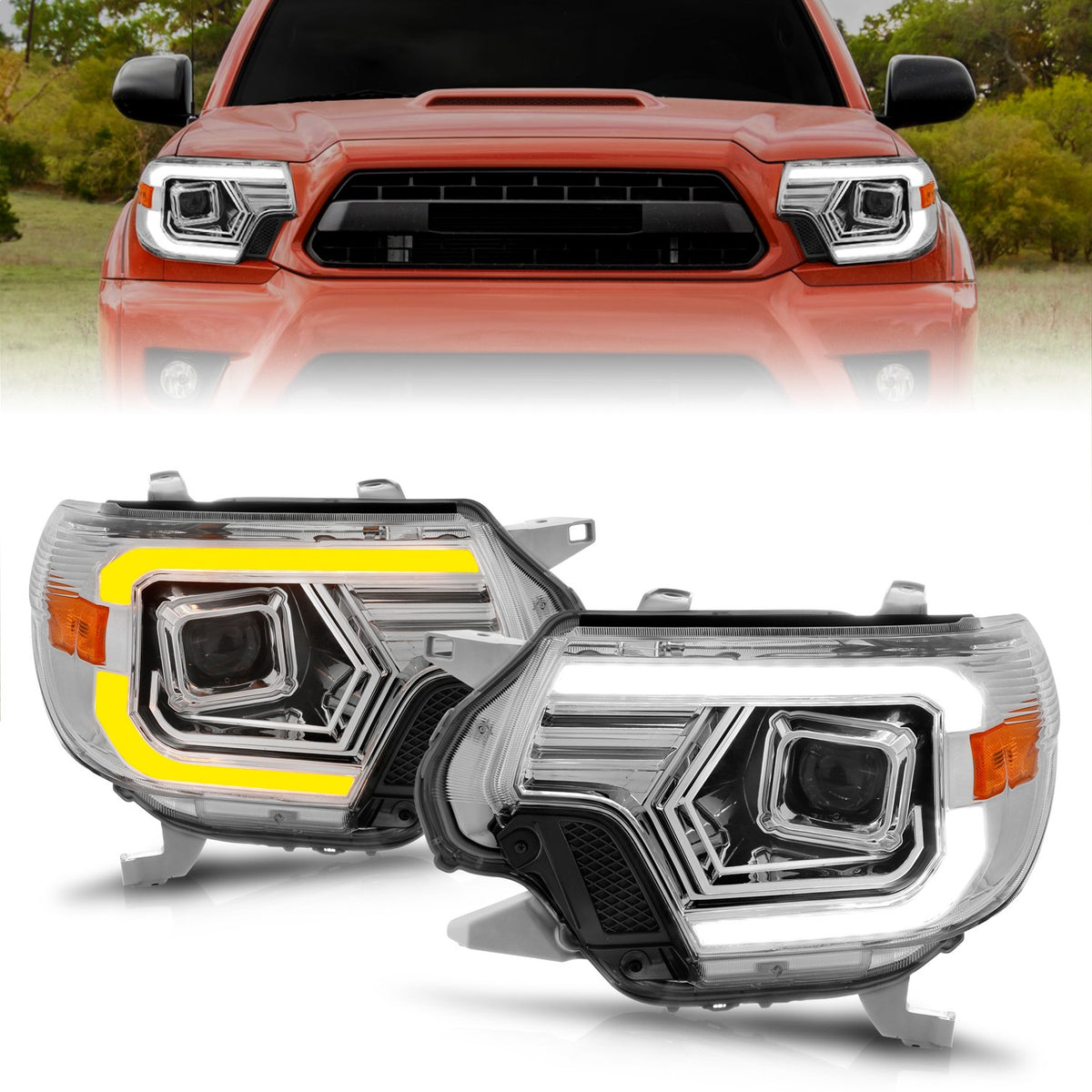 ANZO USA ZUKT_111557 Anzo ZUKT_111557 Projector Headlight Set w/ Light Bar