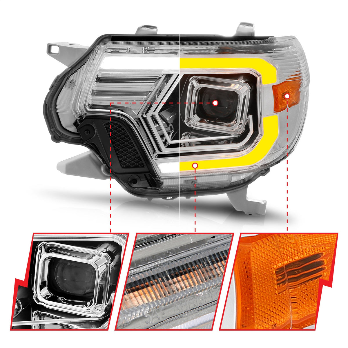ANZO USA ZUKT_111557 Anzo ZUKT_111557 Projector Headlight Set w/ Light Bar