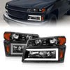 Anzo USA | Crystal Headlight Set Black Housing Pair w/Light Bar 4 PCS | Fits Colorado | 111558