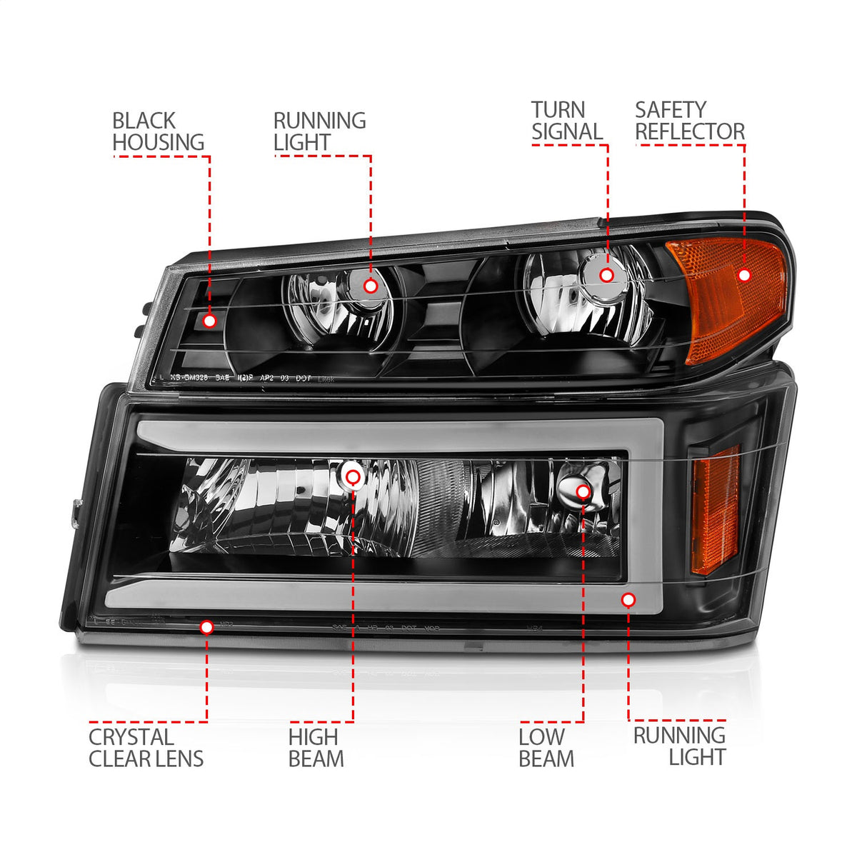 ANZO USA ZUKT_111558 Anzo ZUKT_111558 Black Housing Pair w/ Light Bar
