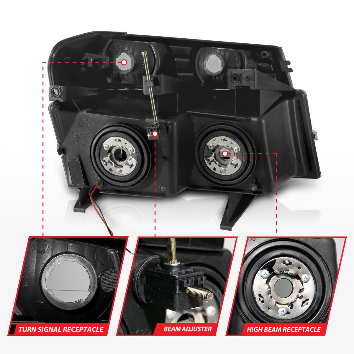ANZO USA ZUKT_111558 Anzo ZUKT_111558 Black Housing Pair w/ Light Bar