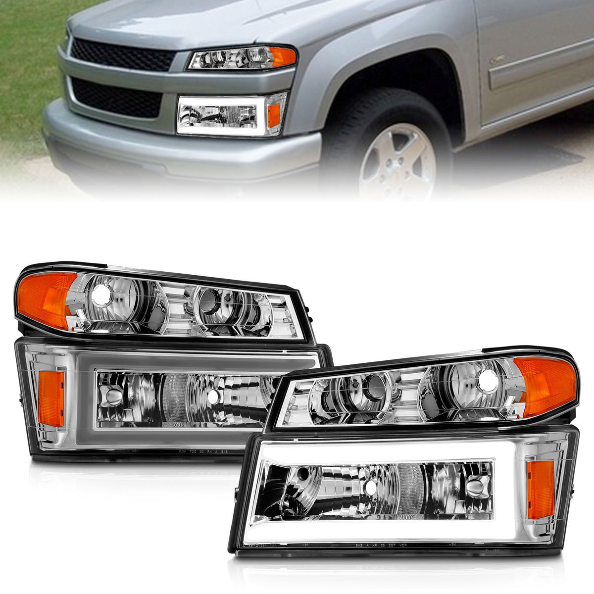 ANZO USA ZUKT_111559 Anzo ZUKT_111559 Chrome Housing Pair w/ Light Bar