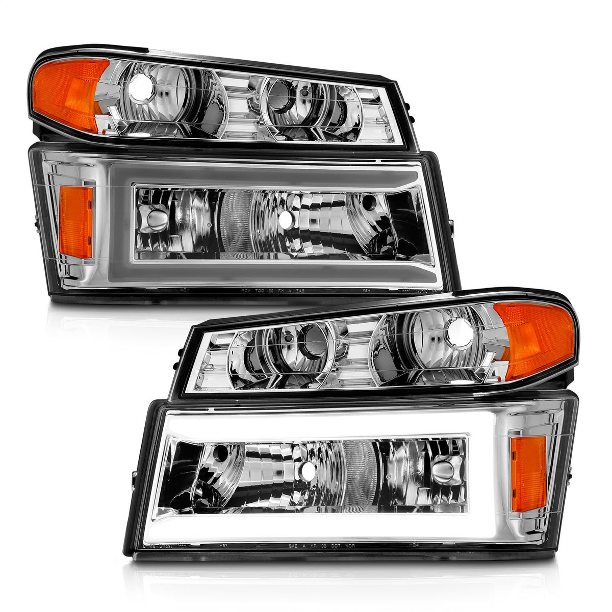ANZO USA ZUKT_111559 Anzo ZUKT_111559 Chrome Housing Pair w/ Light Bar