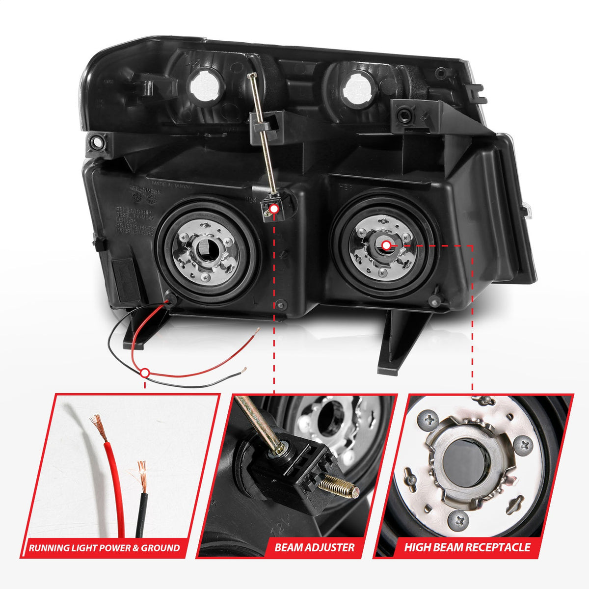 ANZO USA ZUKT_111559 Anzo ZUKT_111559 Chrome Housing Pair w/ Light Bar