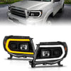 Anzo USA | Projector Headlight Set w/Sequential Light Bar Black Housing | Fits Tacoma | 111564