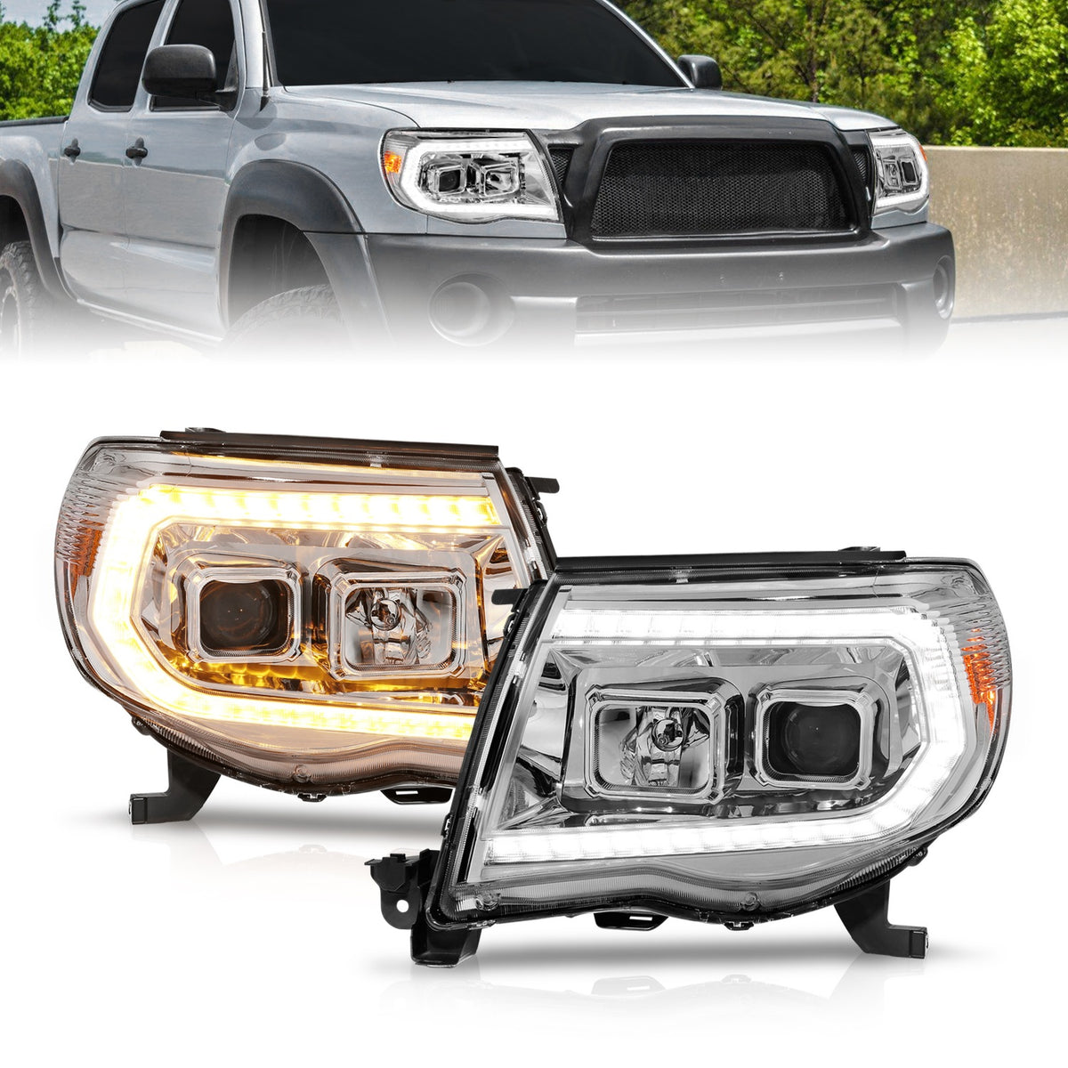 ANZO USA ZUKT_111565 Anzo ZUKT_111565 Projector Headlight Set w/Sequential Light Bar