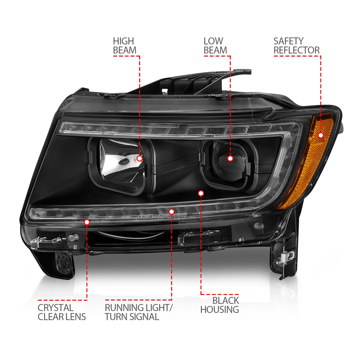 ANZO USA ZUKT_111568 Anzo ZUKT_111568 Lens Black Housing w/ Light Bar