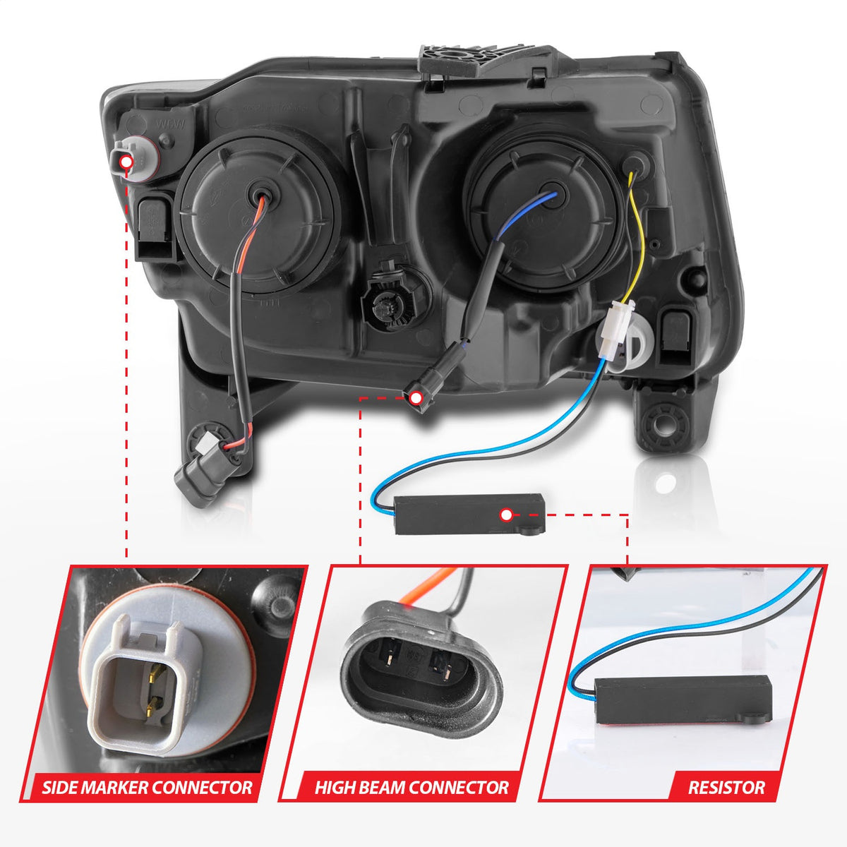 ANZO USA ZUKT_111568 Anzo ZUKT_111568 Lens Black Housing w/ Light Bar
