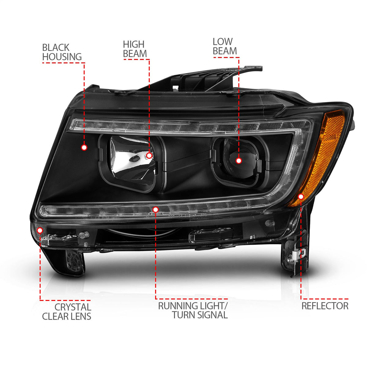 ANZO USA ZUKT_111568 Anzo ZUKT_111568 Lens Black Housing w/ Light Bar
