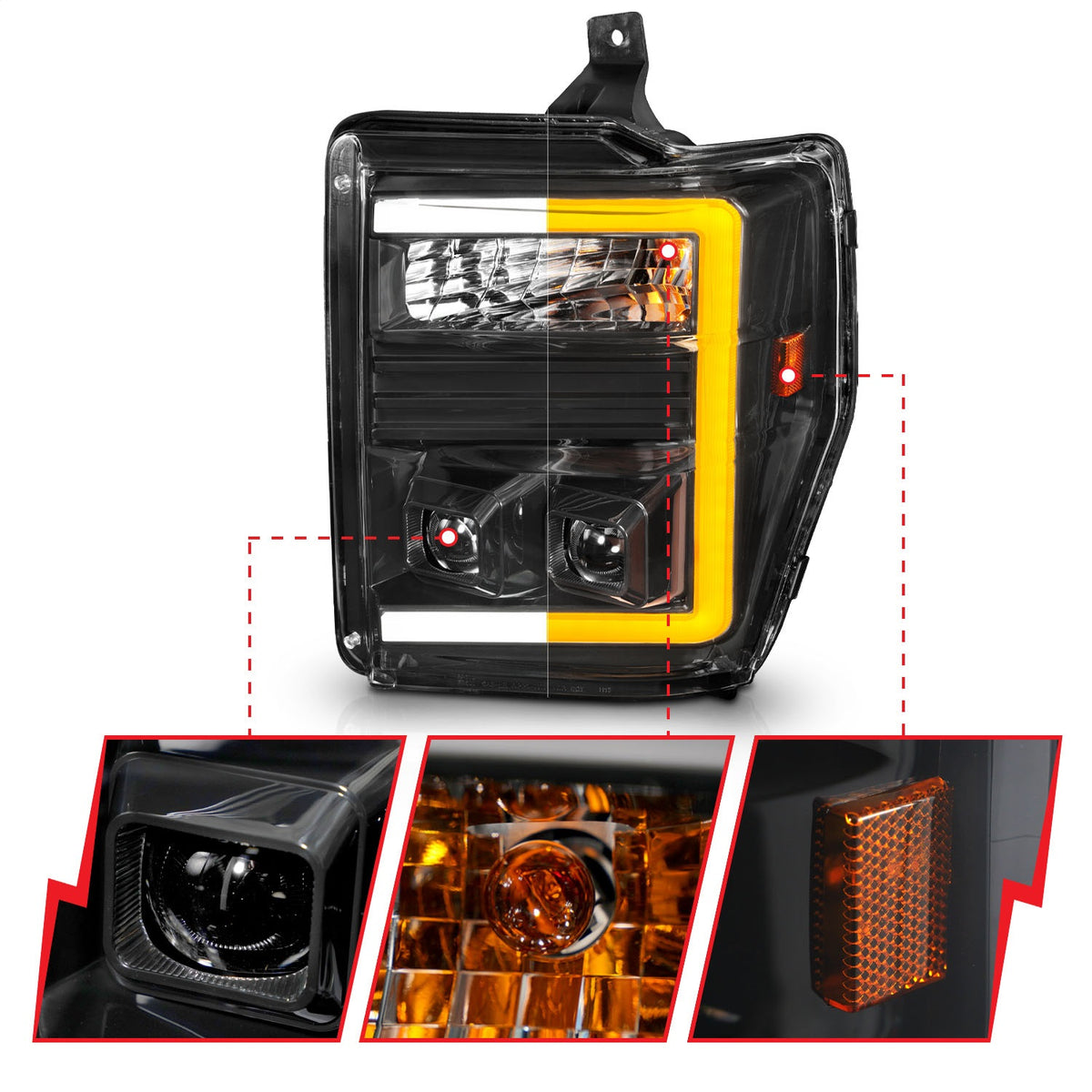 ANZO USA ZUKT_111586 Anzo ZUKT_111586 Lens Black Housing w/ Light Bar