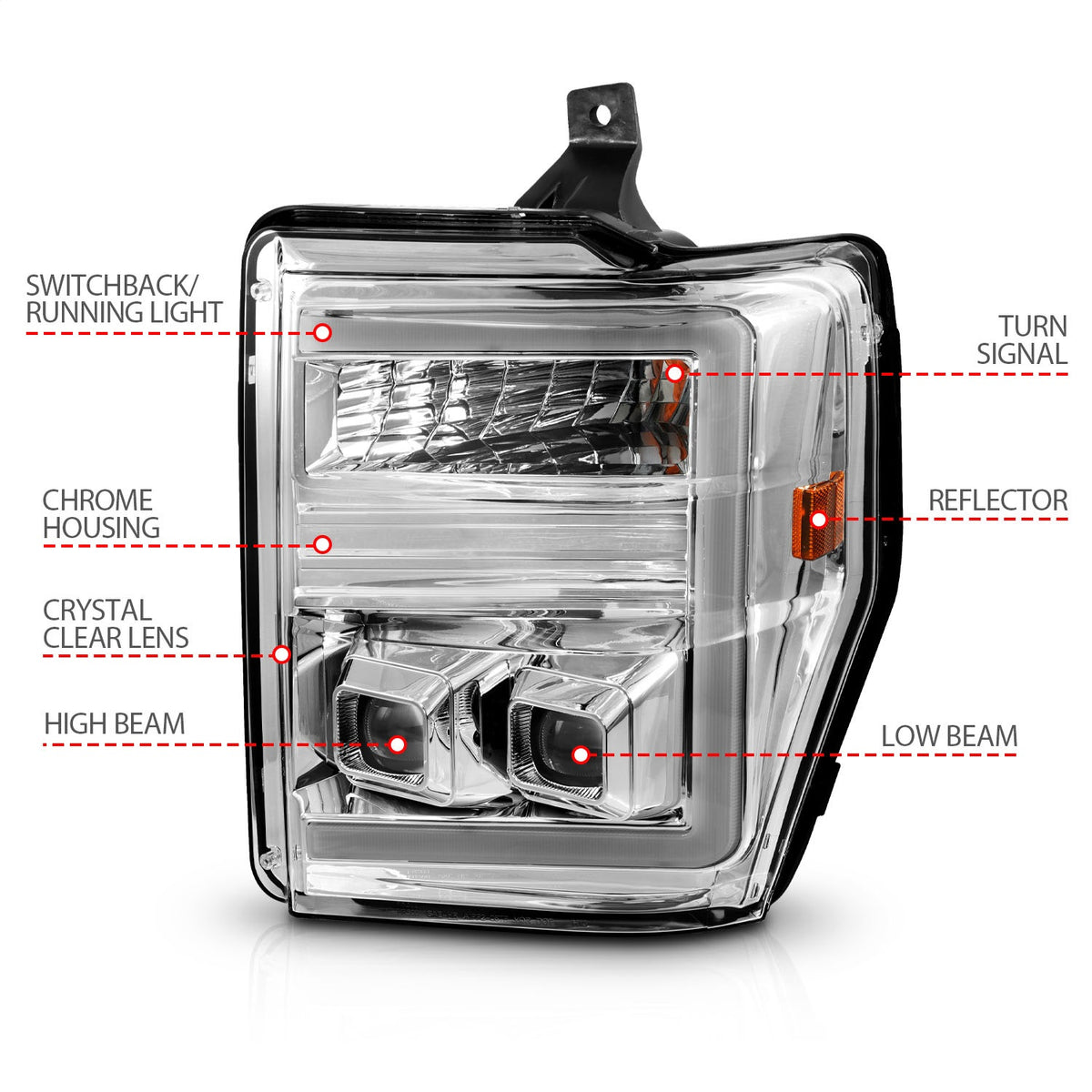 ANZO USA ZUKT_111587 Anzo ZUKT_111587 Lens Chrome Housing w/ Light Bar