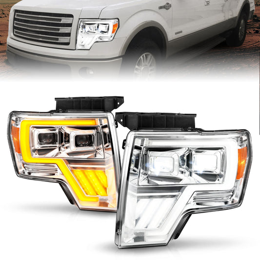 LED Projector Headlight; LED Projector; Chrome Headlights w/ Sequential Signal;