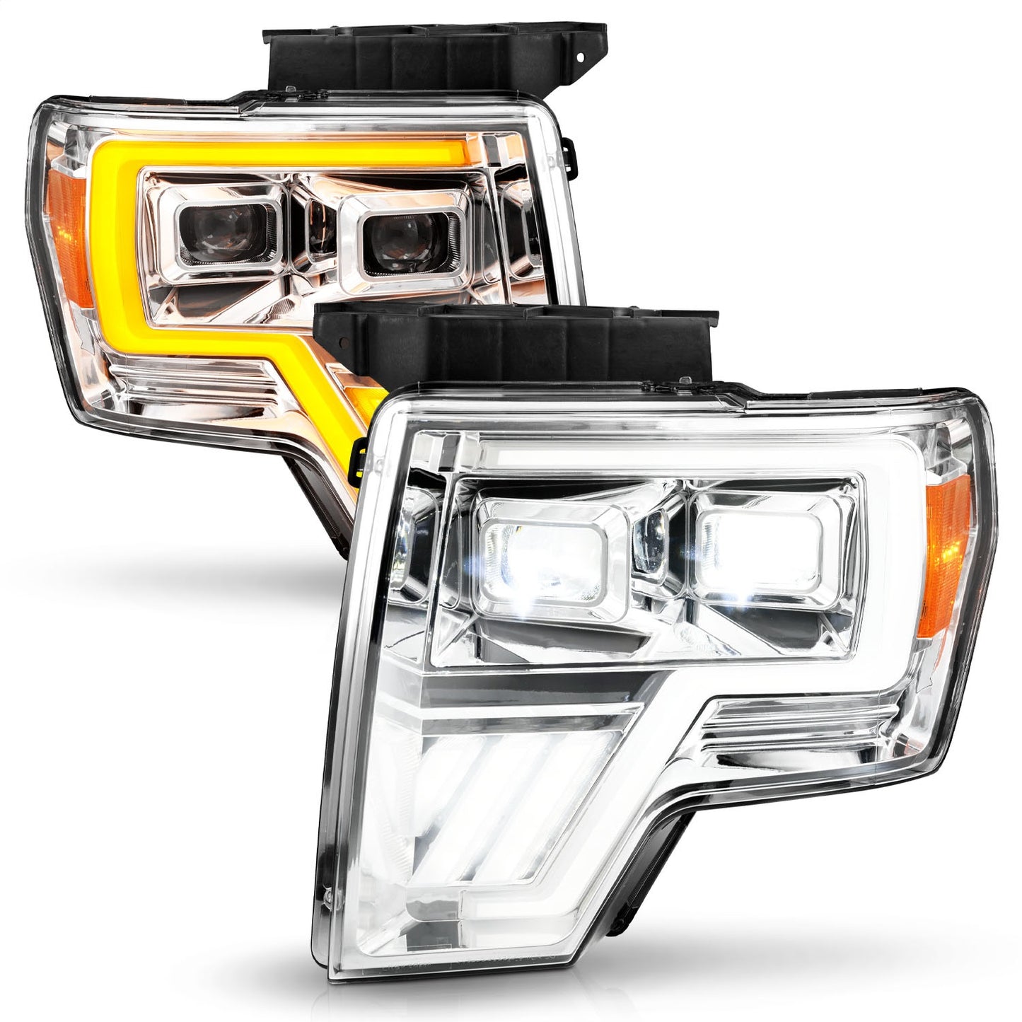 LED Projector Headlight; LED Projector; Chrome Headlights w/ Sequential Signal;