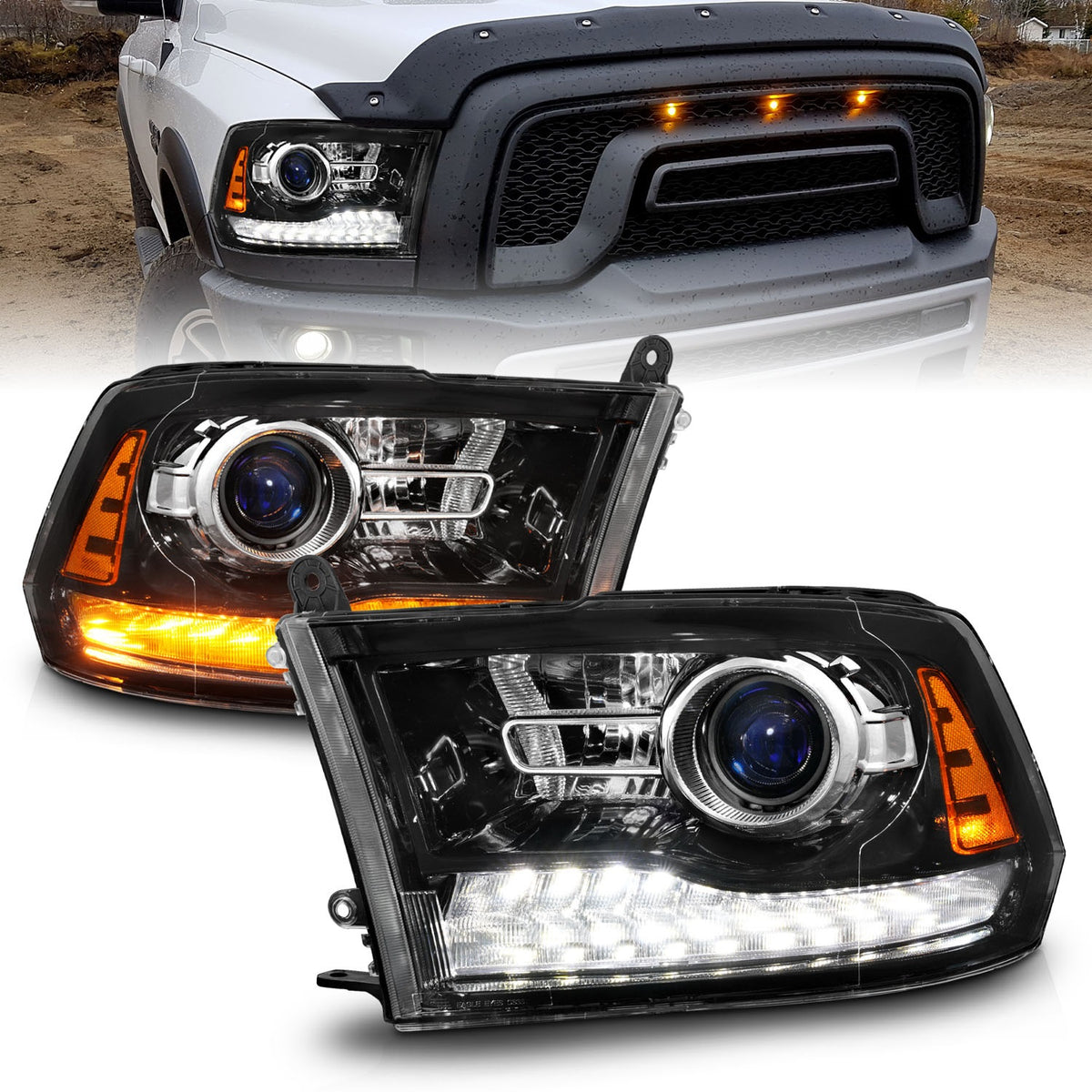 ANZO USA ZUKT_111608 Anzo ZUKT_111608 Projector Headlight Set LED for Ram 1500 for 111608