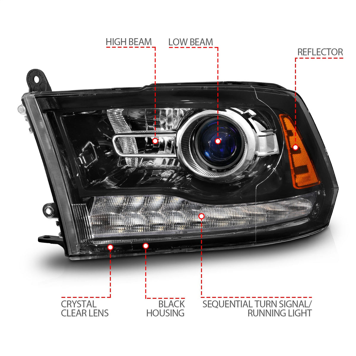 ANZO USA ZUKT_111608 Anzo ZUKT_111608 Projector Headlight Set LED for Ram 1500 for 111608