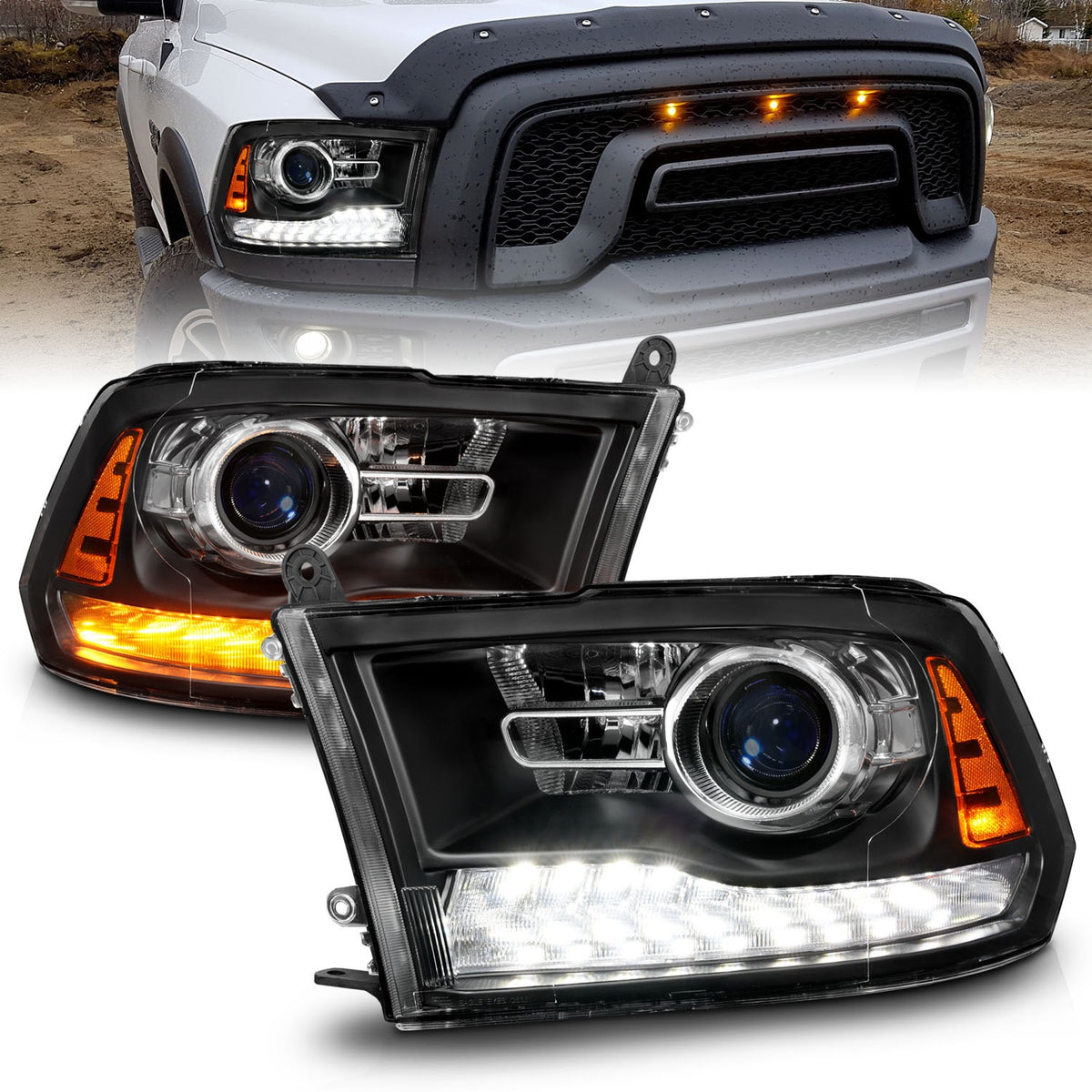 ANZO USA ZUKT_111609 Anzo ZUKT_111609 Projector Headlight Set LED for Ram 1500 for 111609