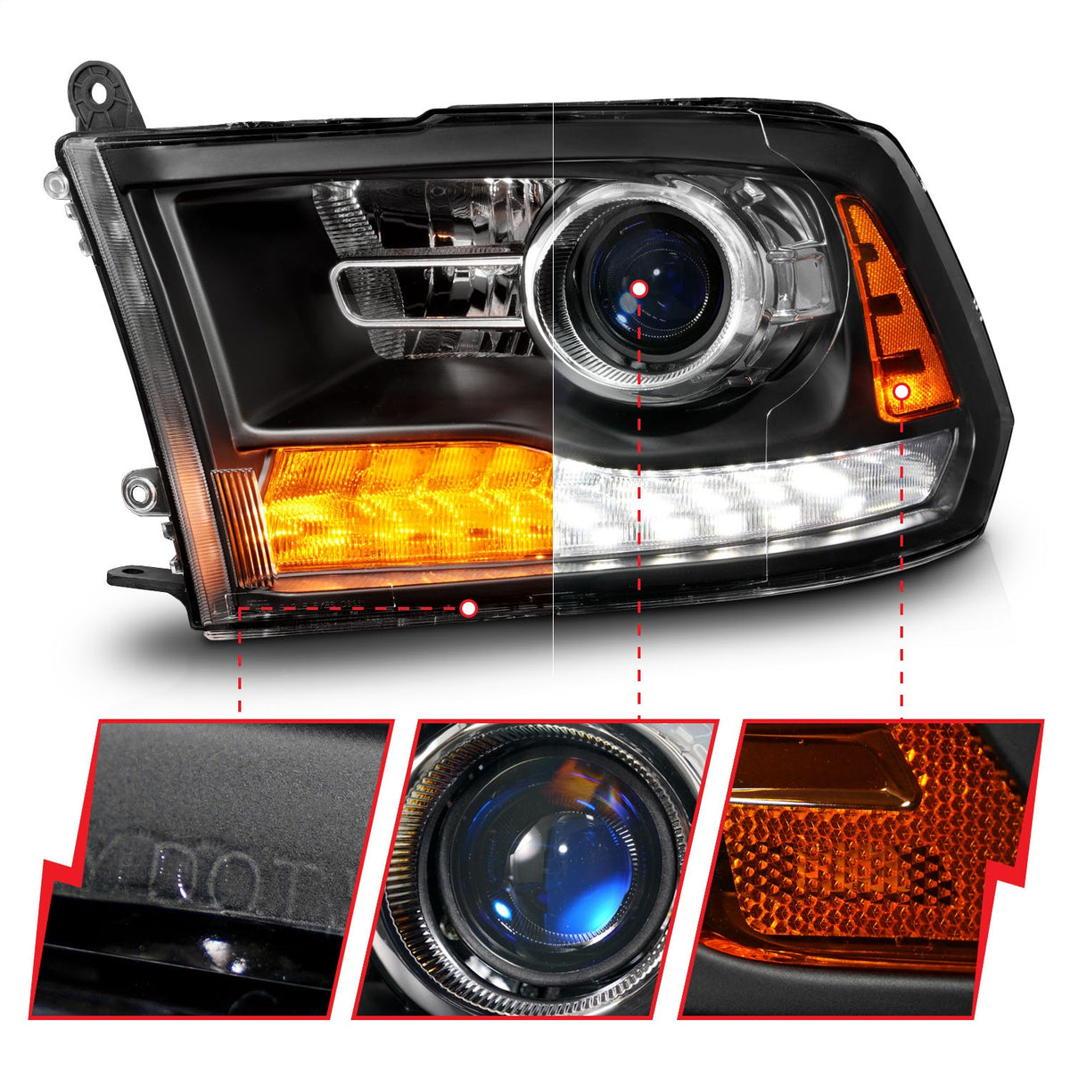 ANZO USA ZUKT_111609 Anzo ZUKT_111609 Projector Headlight Set LED for Ram 1500 for 111609
