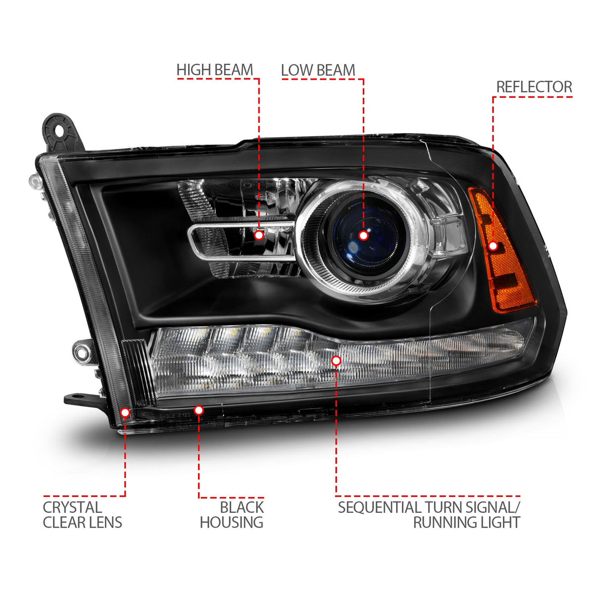 ANZO USA ZUKT_111609 Anzo ZUKT_111609 Projector Headlight Set LED for Ram 1500 for 111609
