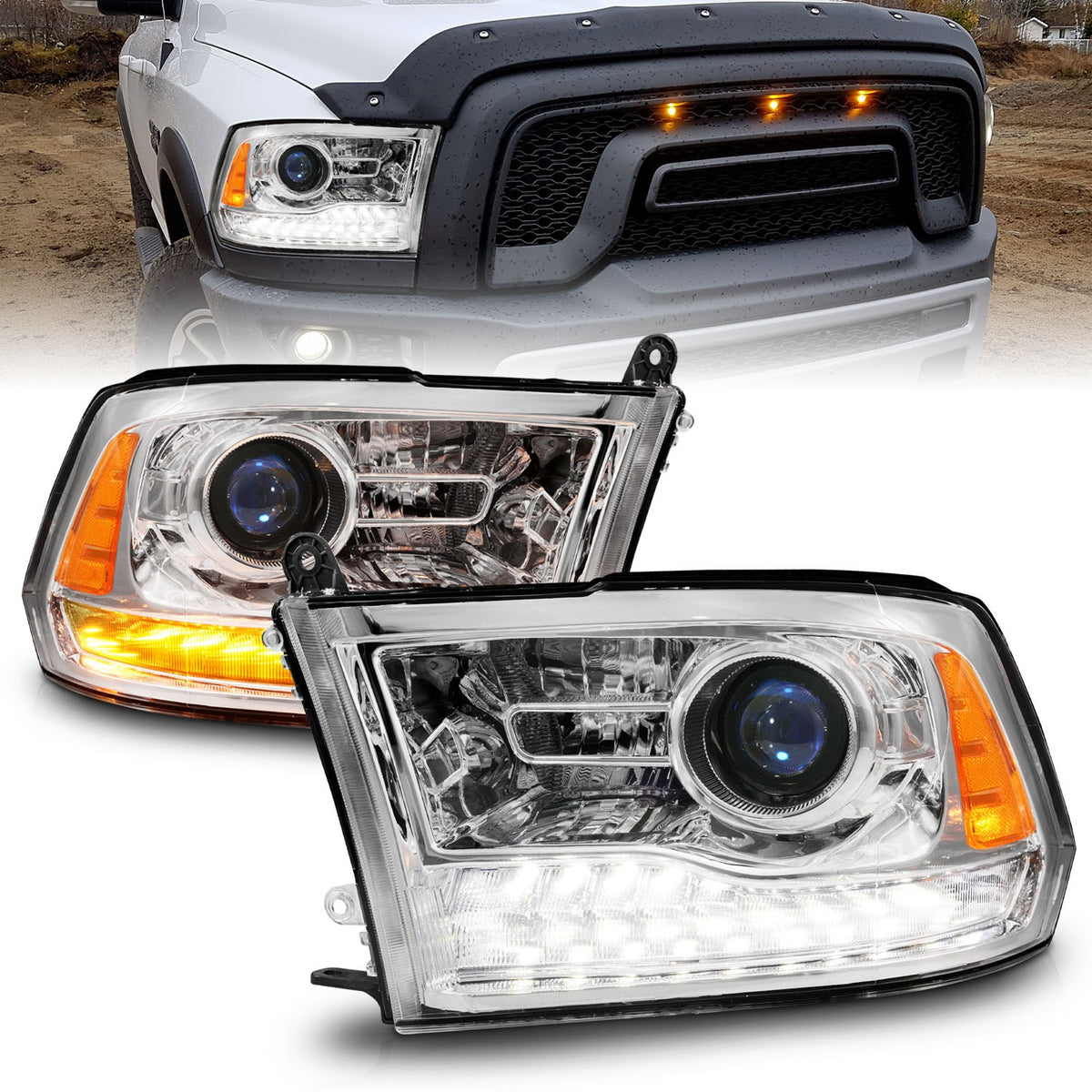 ANZO USA ZUKT_111610 Anzo ZUKT_111610 Projector Headlight Set LED for Ram 1500 for 111610