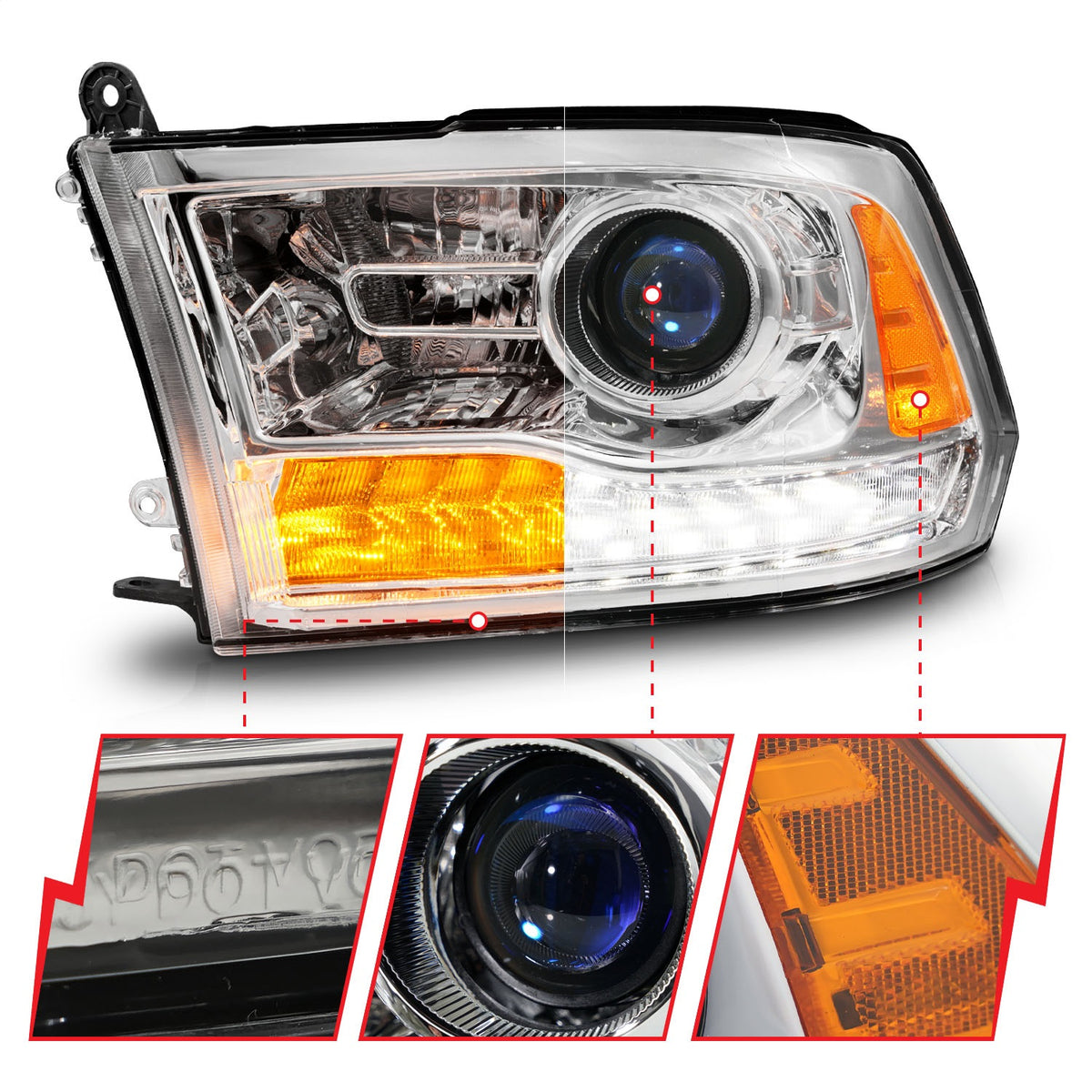 ANZO USA ZUKT_111610 Anzo ZUKT_111610 Projector Headlight Set LED for Ram 1500 for 111610