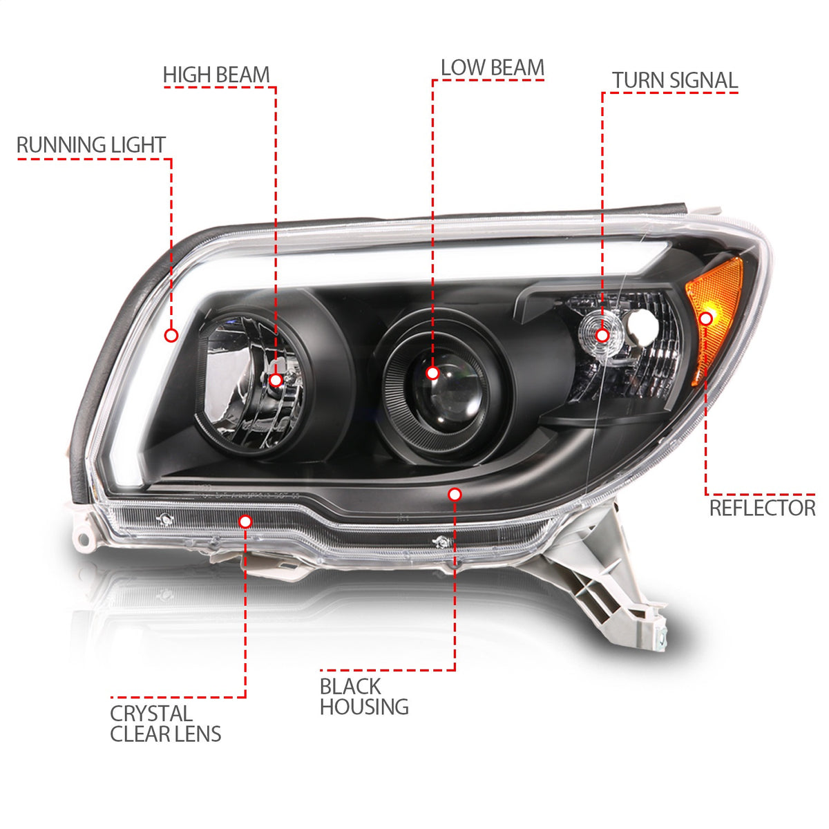 ANZO USA ZUKT_111616 Anzo ZUKT_111616 LED Projector Headlight Black for Fits 4Runner