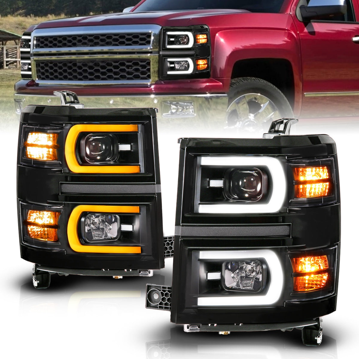 ANZO USA ZUKT_111617 Anzo ZUKT_111617 LED Projector Headlight Black Housing Dual