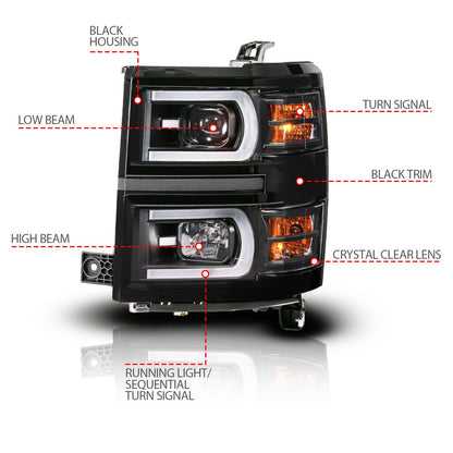 ANZO USA ZUKT_111617 Anzo ZUKT_111617 LED Projector Headlight Black Housing Dual