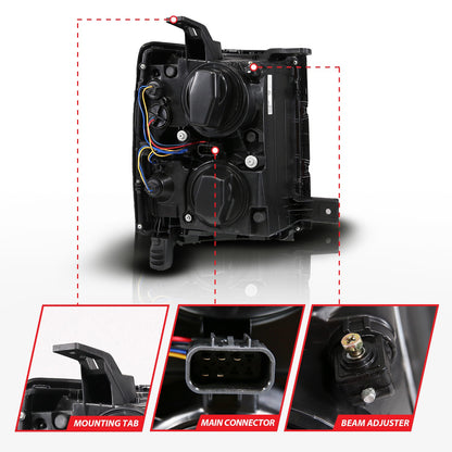 ANZO USA ZUKT_111617 Anzo ZUKT_111617 LED Projector Headlight Black Housing Dual
