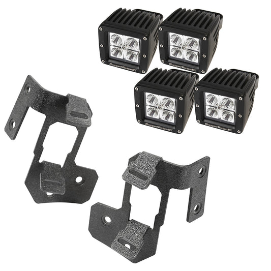 RUGGED RIDGE | 11232.35 | 07-15 Wrangler A-Pillar Light Mount Kit Textured Black Square Led