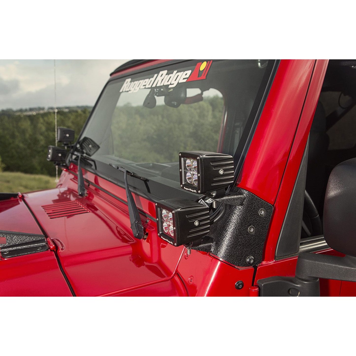 RUGGED RIDGE | 11232.38 | 97-06 Wrangler Dual A-Pillar Led Kit, 3-Inch Square Lights Black
