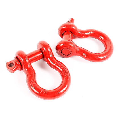 RUGGED RIDGE 11235.13 D-Ring Shackles, 7/8-Inch, Red, Steel, Pair