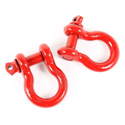 RUGGED RIDGE 11235.13 D-Ring Shackles, 7/8-Inch, Red, Steel, Pair