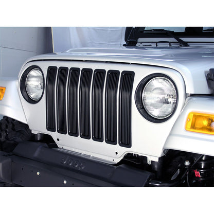 RUGGED RIDGE | 11401.03 | Billet Grille Inserts, Black Trim, 97-06 Jeep Wrangler/Unlimited