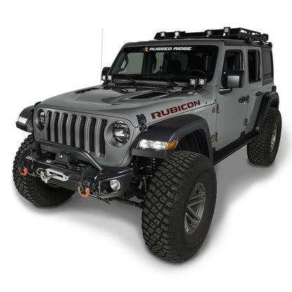 RUGGED RIDGE | 11549.03 | Arcus Front Bumper Tube Overrider, Black, 18-C Jeep Wrangler Jl