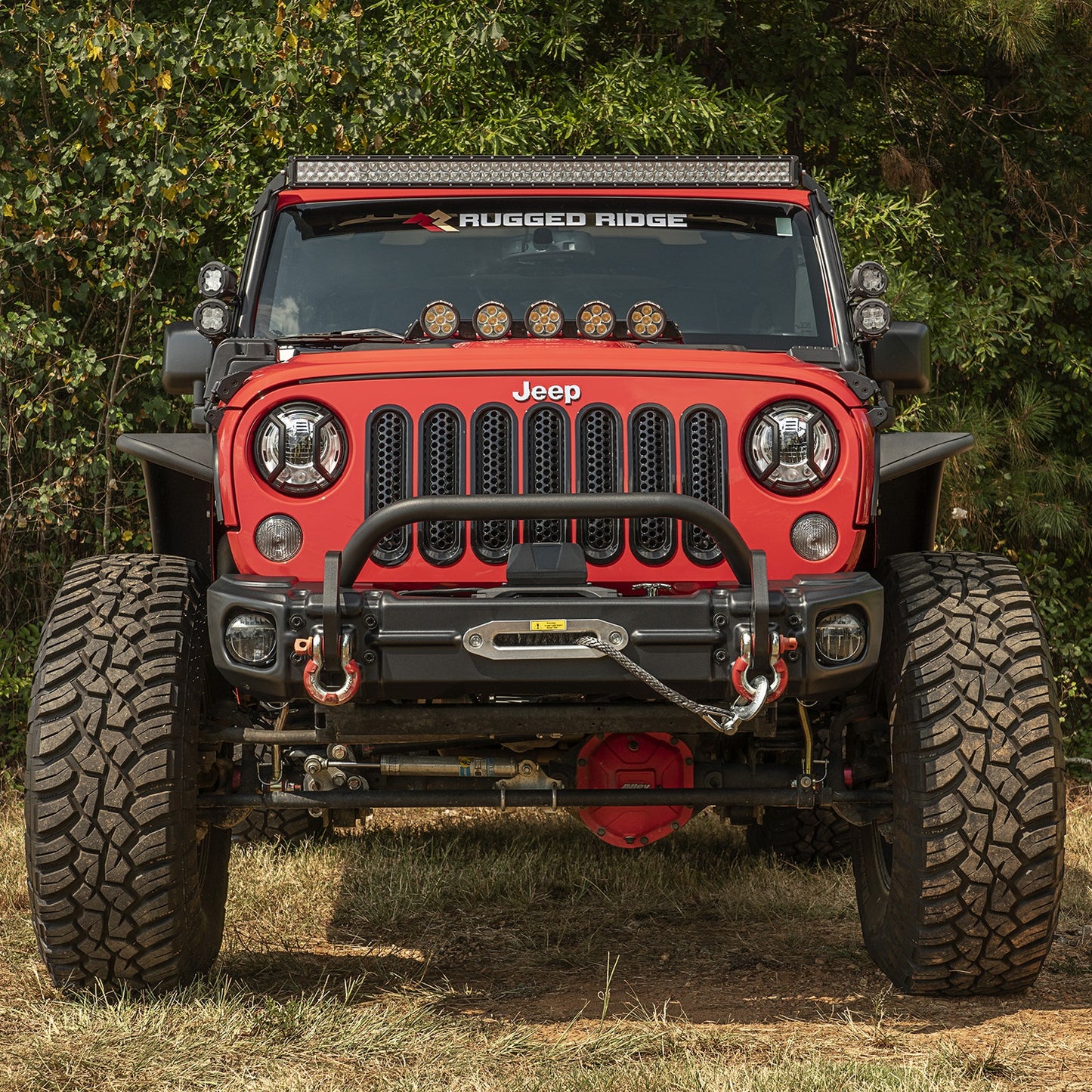 RUGGED RIDGE | 11549.14 | Arcus Front Bumper Tube Overrider, Black; 07-18 Jeep Wrangler Jk