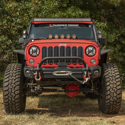 RUGGED RIDGE | 11549.14 | Arcus Front Bumper Tube Overrider, Black; 07-18 Jeep Wrangler Jk