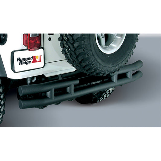 RUGGED RIDGE | 11571.03 | Rear Tube Bumper, Black Textured, 87-06 Jeep Wrangler/Unlimited W/O Hitch