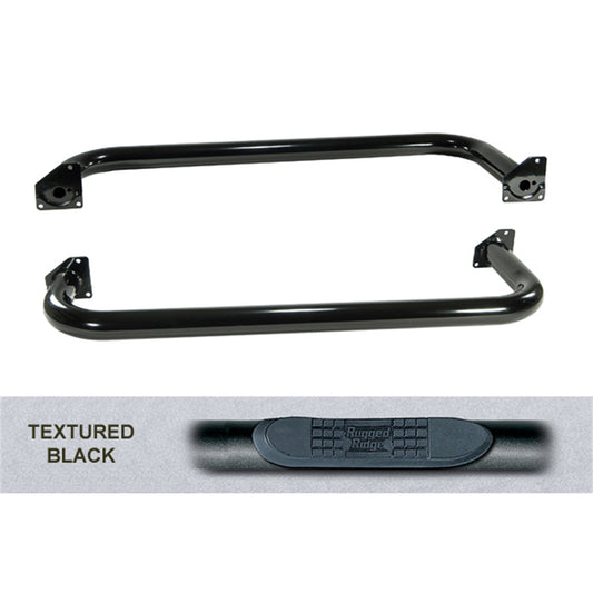 RUGGED RIDGE | 11591.04 | Tube Steps,3-Inch Roundsteel Black Textured For Jeep 97-06 Wrangler