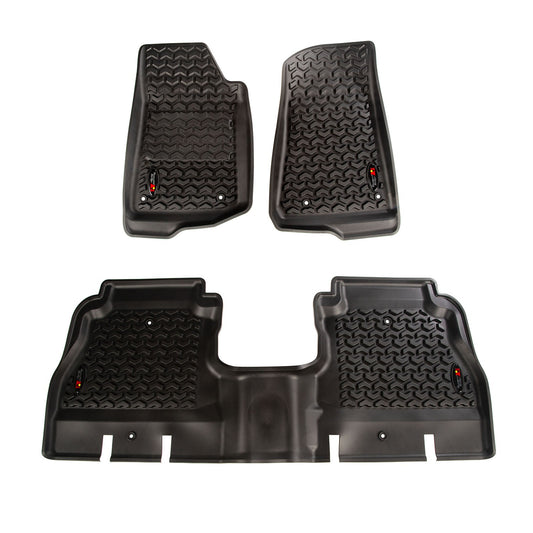 RUGGED RIDGE | 12987.05 | Floor Liner Kit, Front/Rear, Black; 18-C Jeep Wrangler Unlimited Jlu