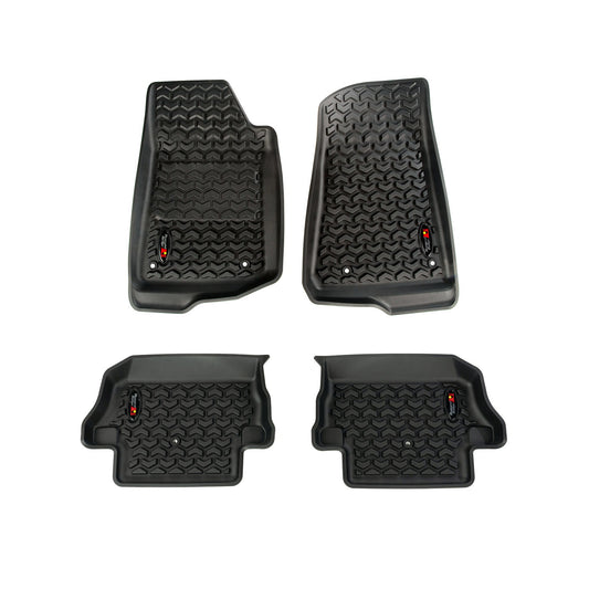 RUGGED RIDGE | 12987.43 | All Terrain Floor Liner Kit, Front/Rear, Black, 18-19 Jeep Wrangler Jl, 2 Dr