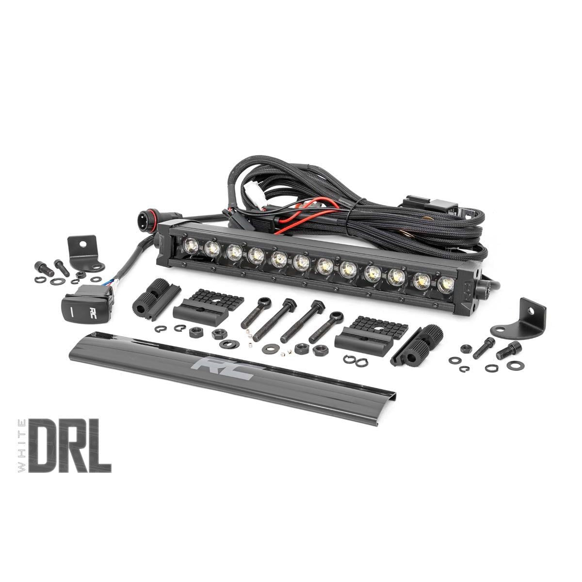 ROUGH COUNTRY 12 Inch Black Series LED Light Bar | Single Row | Amber DRL | 70712BLDRLA