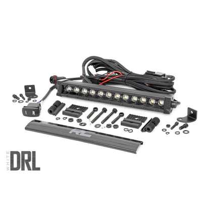 ROUGH COUNTRY 12 Inch Black Series LED Light Bar | Single Row | Amber DRL | 70712BLDRLA