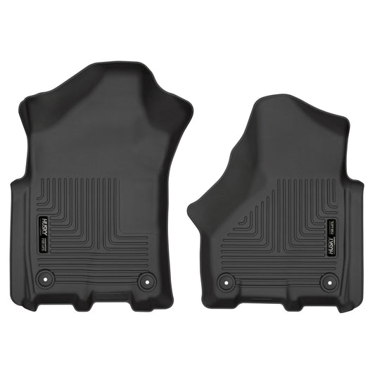 Husky Liners | Weatherbeater Front Floor Liners For 2019-2026 2500/3500 Husky Liners | 13051 in black rubber design.